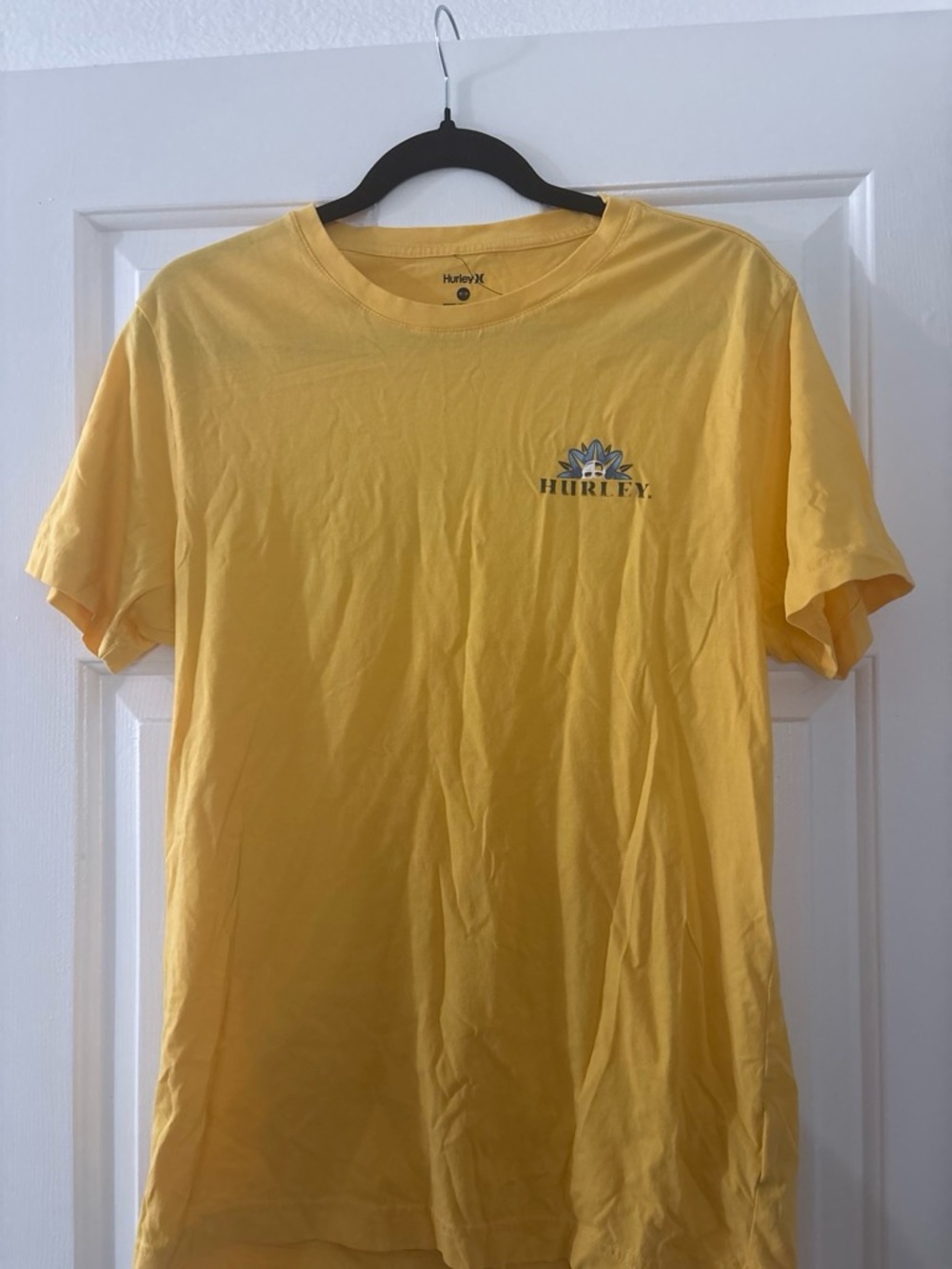 Hurley Men’s Yellow Logo Crew Tee with Small Chest Emblem